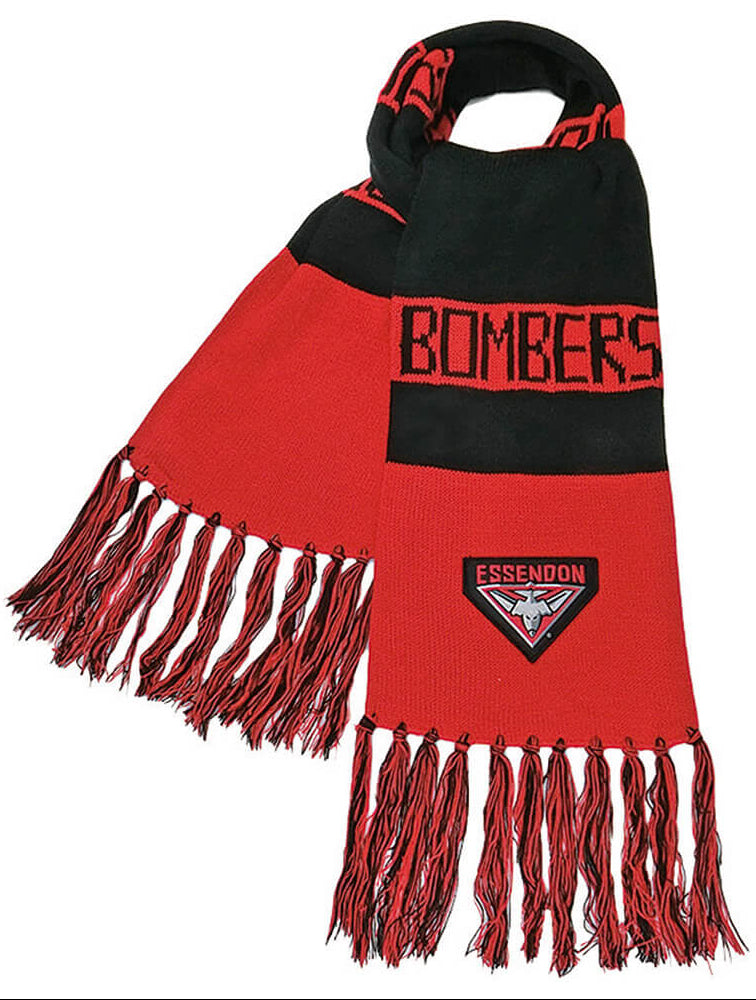 Essendon Bombers 2026 AFL Mens Traditional Bar Scarf Essendon Bombers 2026 AFL Mens Traditional Bar Scarf