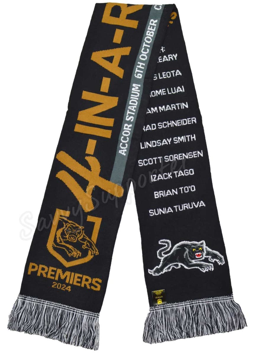 Penrith Panthers 2024 NRL Premiers '4 IN A ROW' Scarf