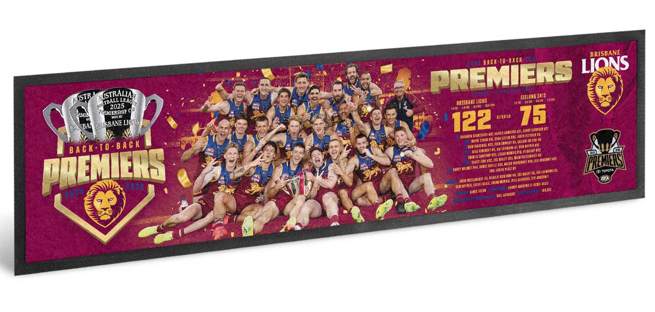 Brisbane Lions 2025 AFL Premiers Team Bar Runner *PRESALE*