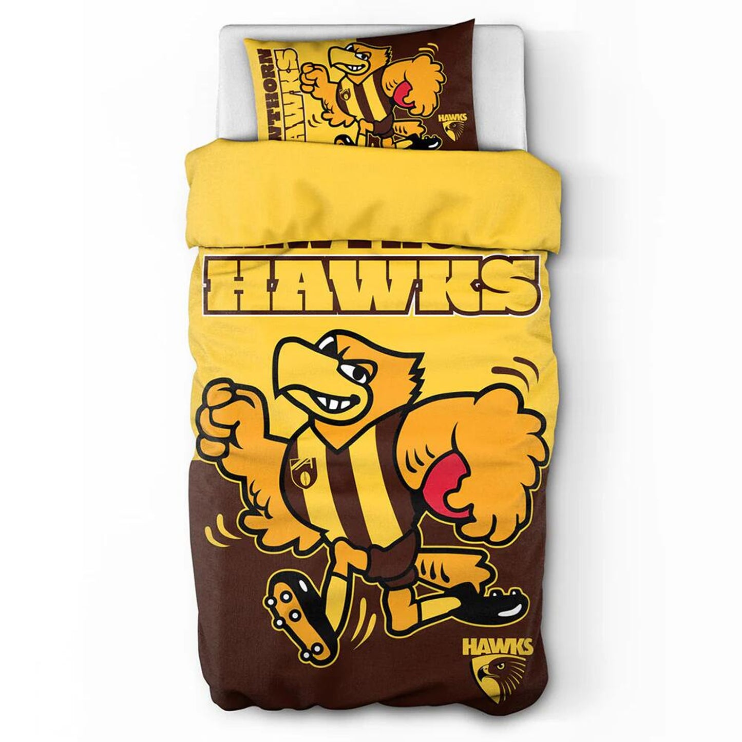 Hawthorn Hawks AFL 2025 Single Quilt Cover Set Hawthorn Hawks AFL 2025 Single Quilt Cover Set
