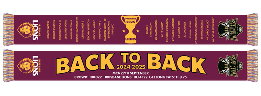Brisbane Lions 2025 AFL Premiers Scarf  *PRESALE* Brisbane Lions 2025 AFL Premiers Scarf  *PRESALE*