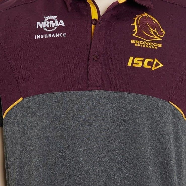Brisbane Broncos 2017 NRL Dark Marle Media Polo Shirt Mens & Ladies