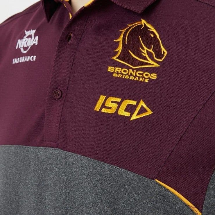 Brisbane Broncos 2017 NRL Dark Marle Media Polo Shirt Mens & Ladies