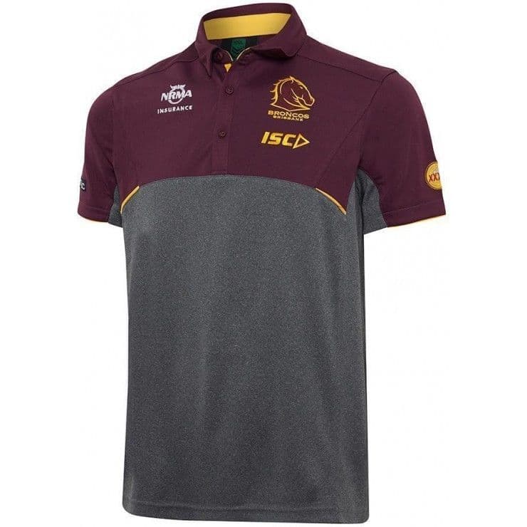 Brisbane Broncos 2017 NRL Dark Marle Media Polo Shirt Mens & Ladies