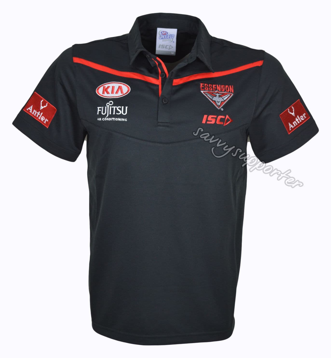 Essendon Bombers AFL Black Media Polo Shirt Mens & Ladies