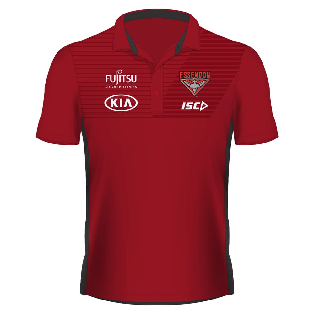 Essendon Bombers AFL ISC Red Media Polo Shirt