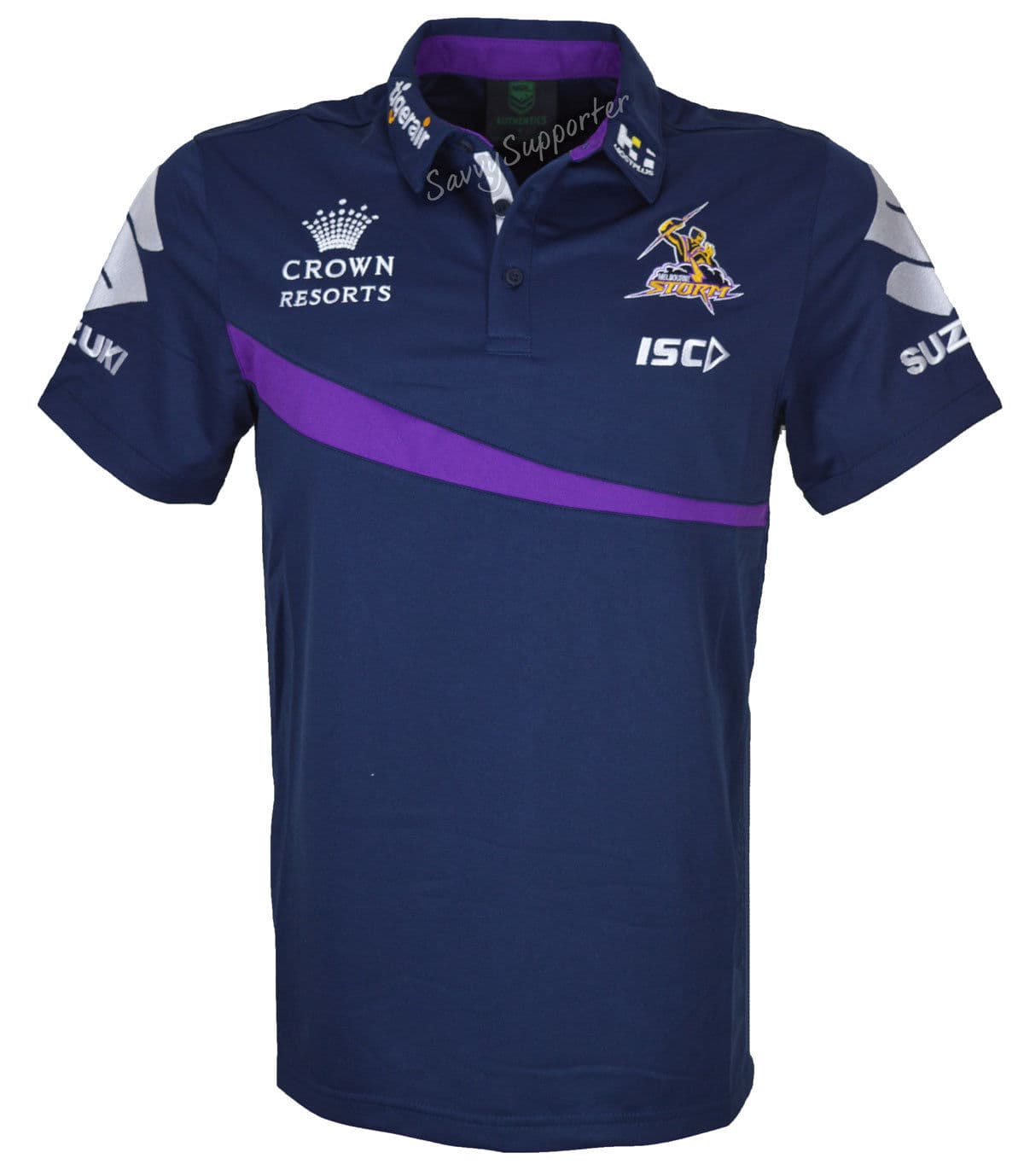 Melbourne Storm NRL Ladies Navy Media Polo Shirt