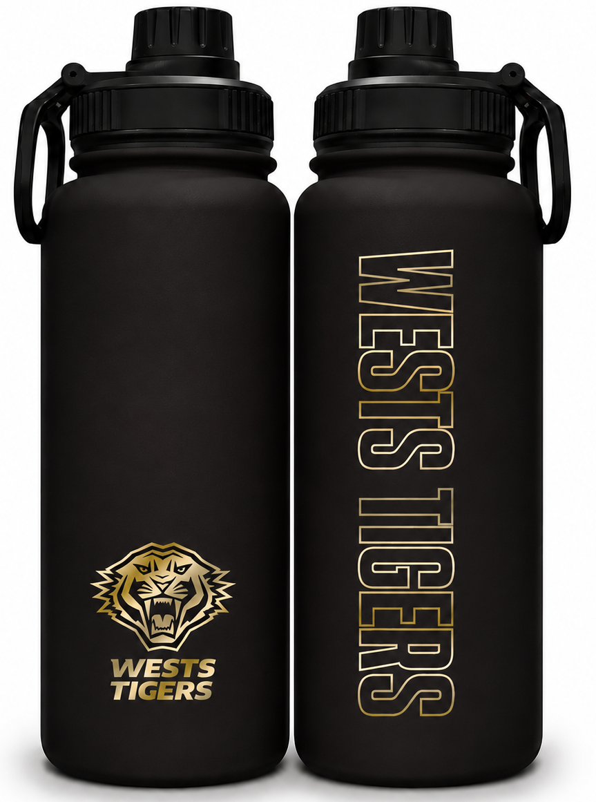 Wests Tigers NRL 960ml Stainless Steel Drink Bottle Wests Tigers NRL 960ml Stainless Steel Drink Bottle