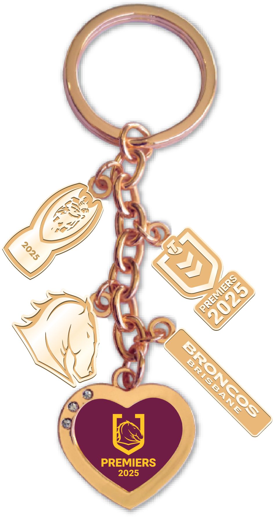 Brisbane Broncos 2025 Premiers Charm Keyring *PRESALE*