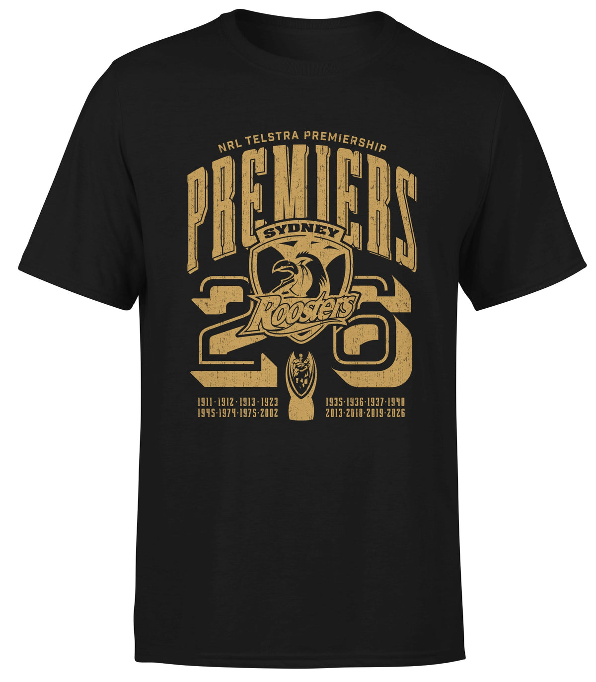Sydney Roosters 2026 NRL Mens Premiers Gold Shirt Sydney Roosters 2026 NRL Mens Premiers Gold Shirt
