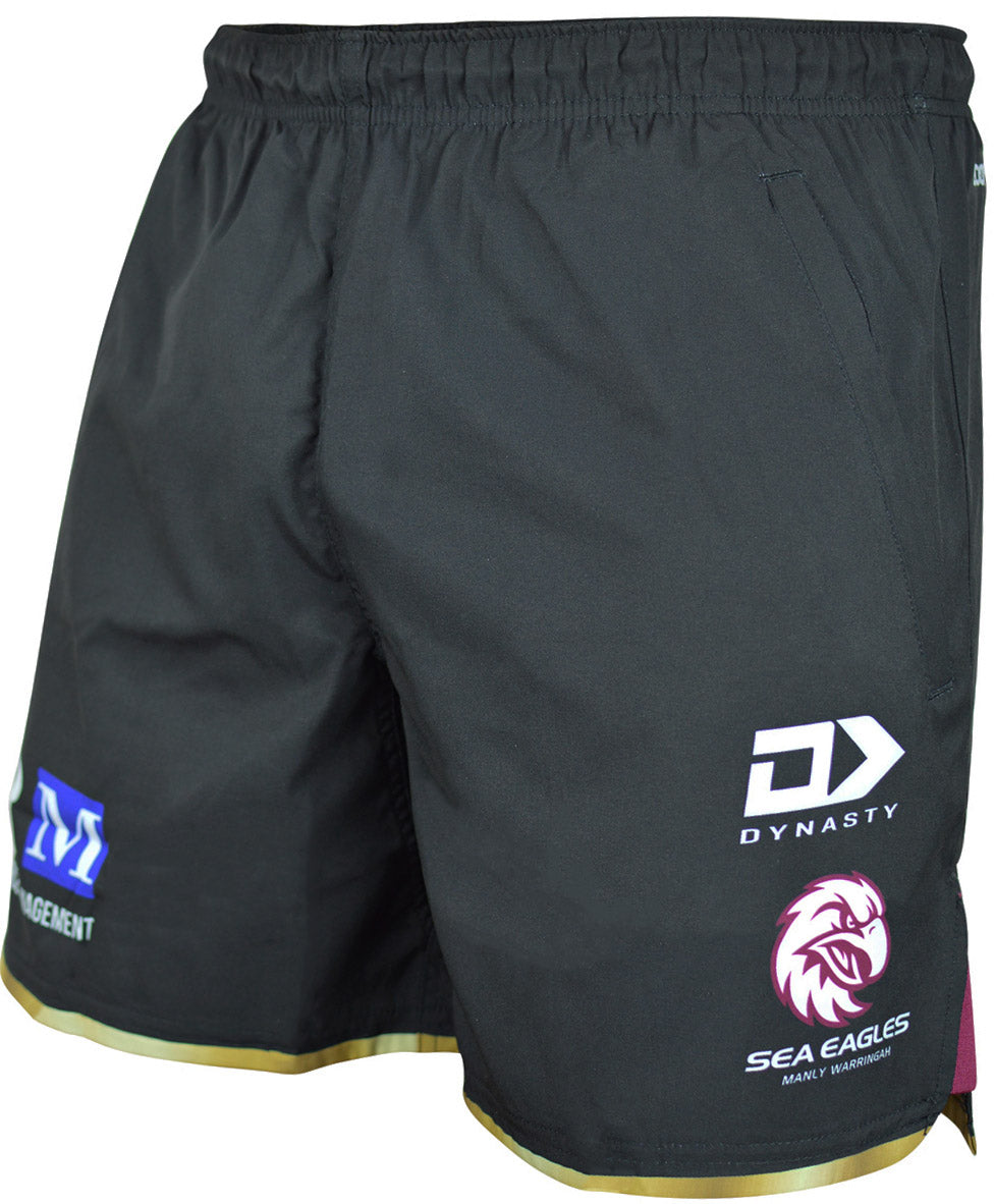 Manly Sea Eagles 2025 NRL Mens Black Gym Shorts