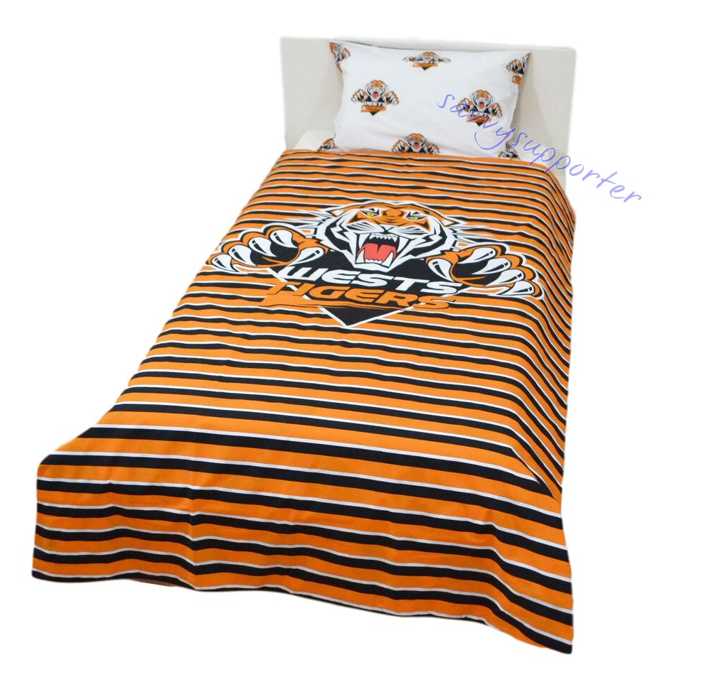 Wests Tigers NRL Stripe Single Quilt Cover Set Wests Tigers NRL Stripe Single Quilt Cover Set