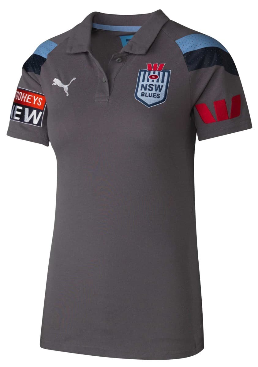 NSW Blues State Of Origin Ladies Grey Polo Shirt