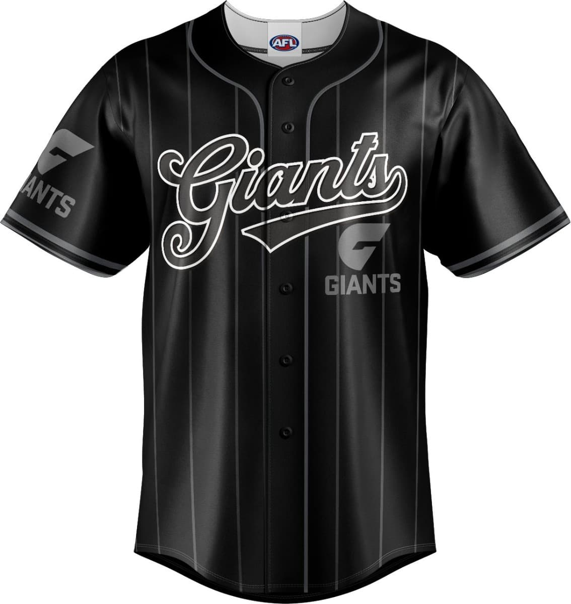 GWS Giants 2025 AFL Mens Blackout Baseball Shirt