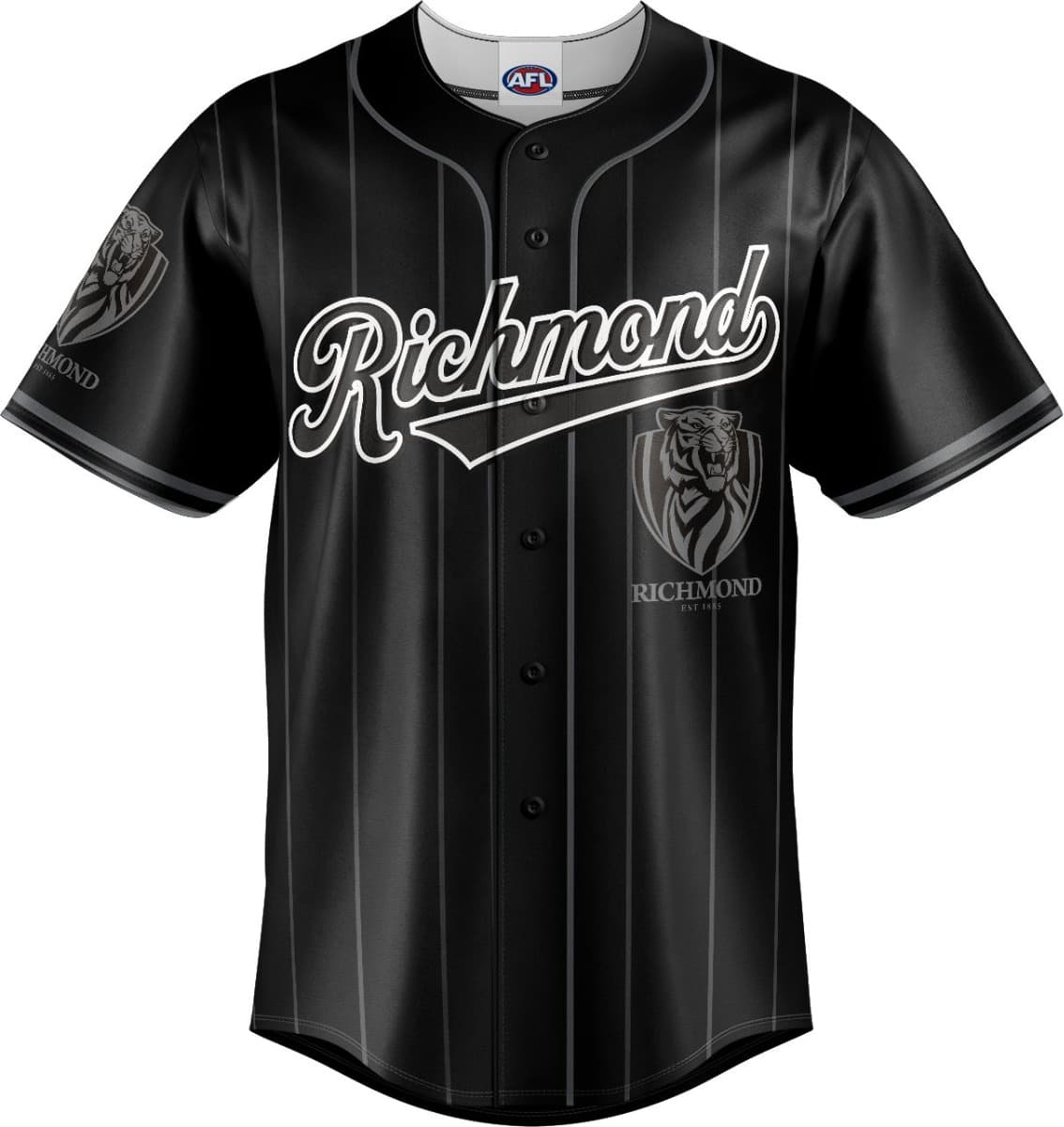 Richmond Tigers 2025 AFL Mens Blackout Baseball Shirt