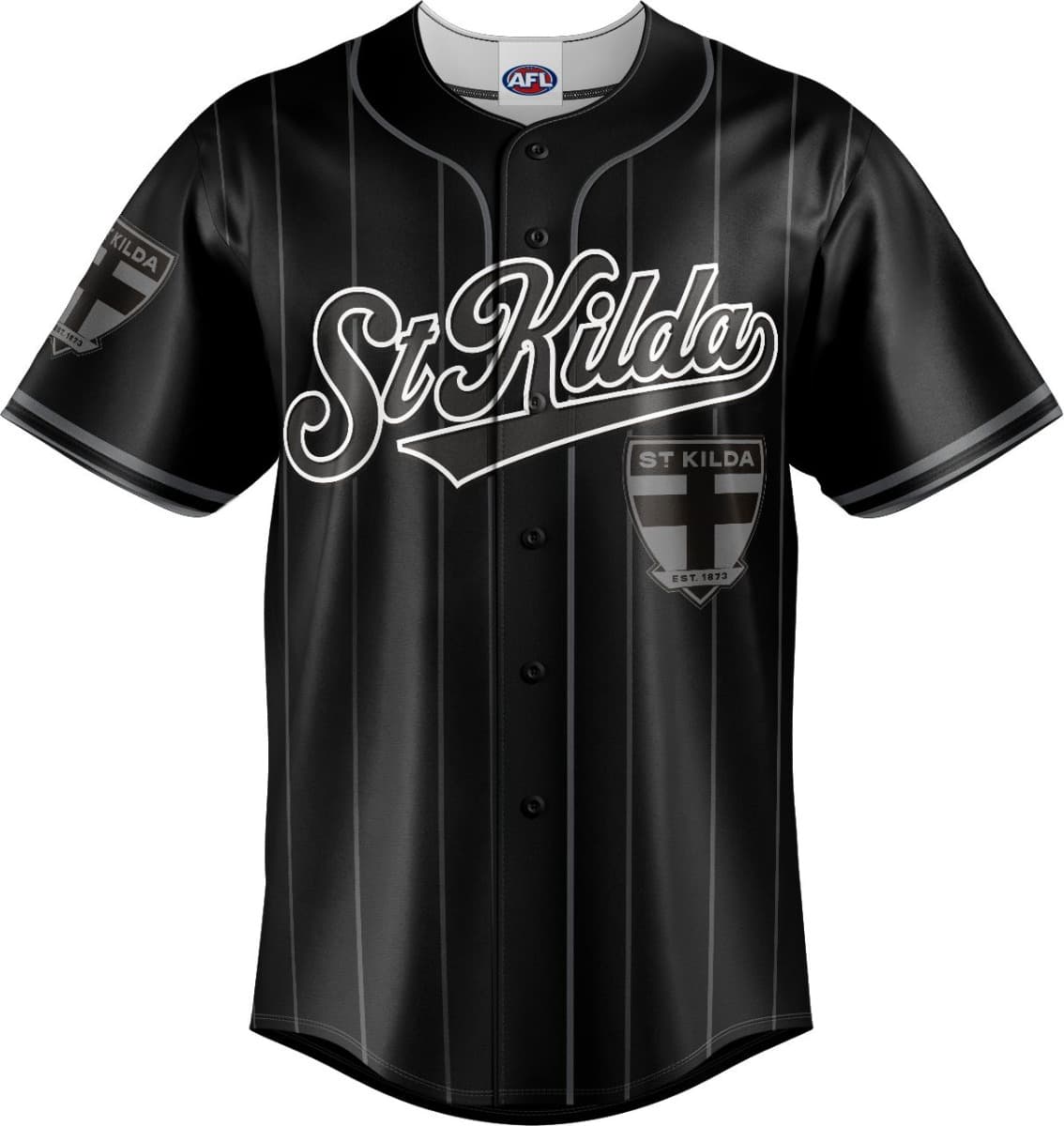 St Kilda Saints 2025 AFL Mens Blackout Baseball Shirt