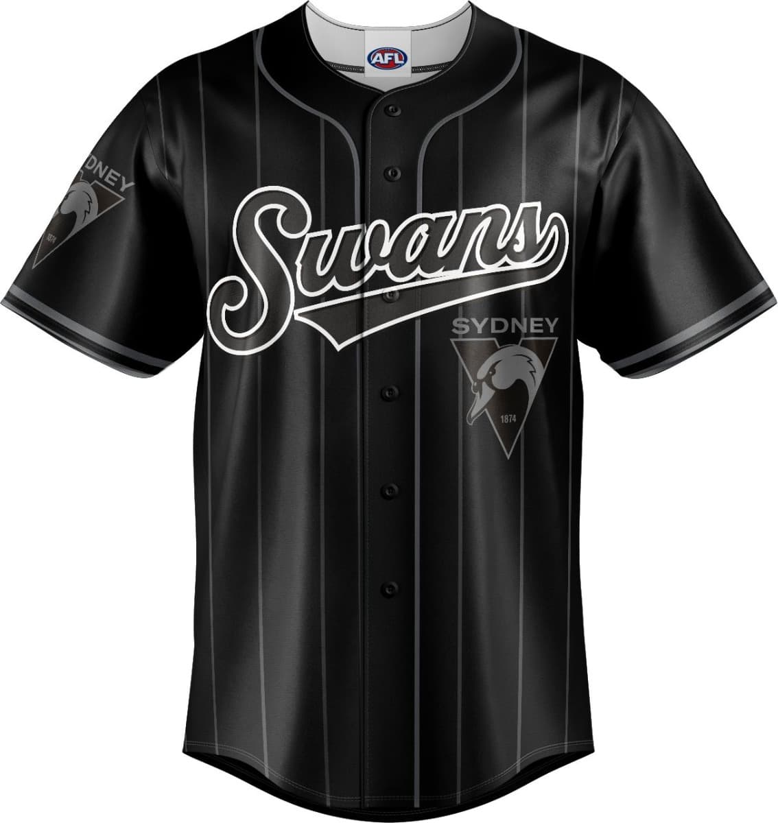 Sydney Swans 2025 AFL Mens Blackout Baseball Shirt