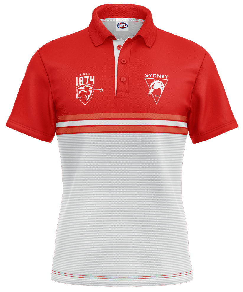 Sydney Swans 2025 AFL Mens Sandman Golf Polo Shirt Sydney Swans 2025 AFL Mens Sandman Golf Polo Shirt