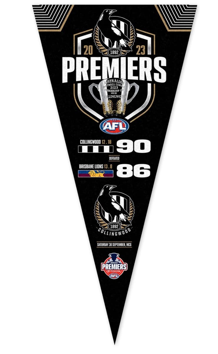 Collingwood Magpies 2023 AFL Premiers Phase 1 Score Pennant