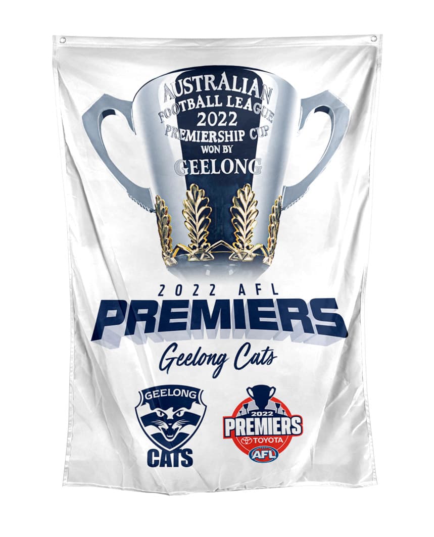 Geelong Cats 2022 AFL Premiers P1 Wall Flag Geelong Cats 2022 AFL Premiers P1 Wall Flag