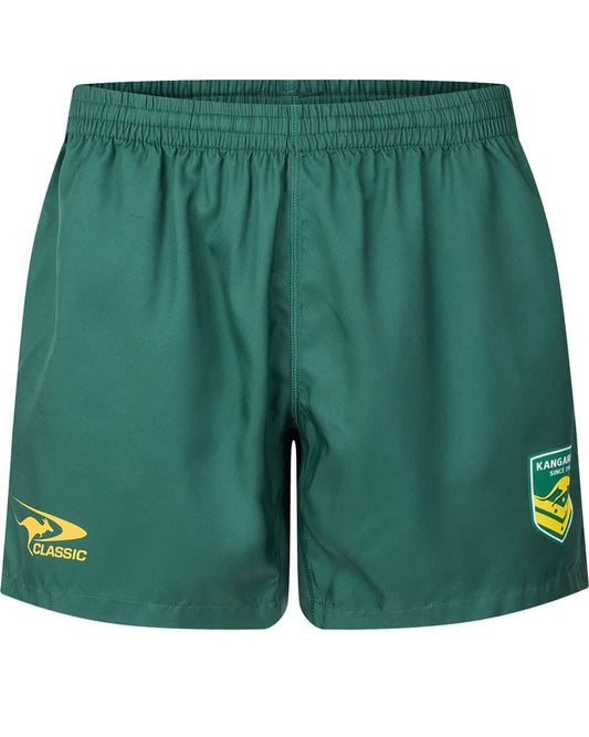 Australian Kangaroos 2025 NRL Mens Green Performance Gym Shorts