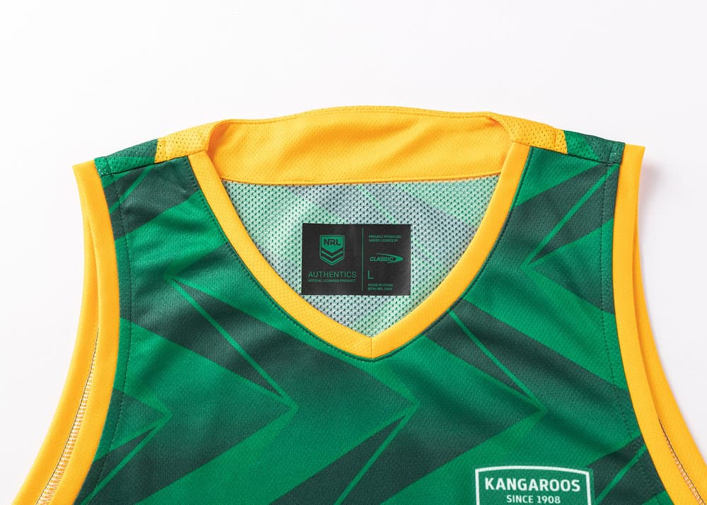 Australian Kangaroos 2025 NRL Mens Green Training Singlet