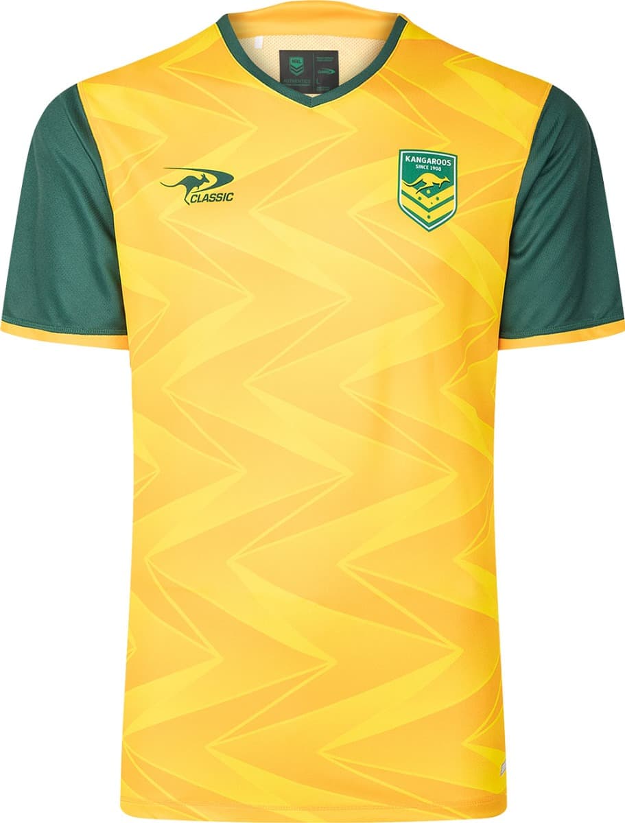Australian Kangaroos 2025 NRL Mens Yellow Training Shirt