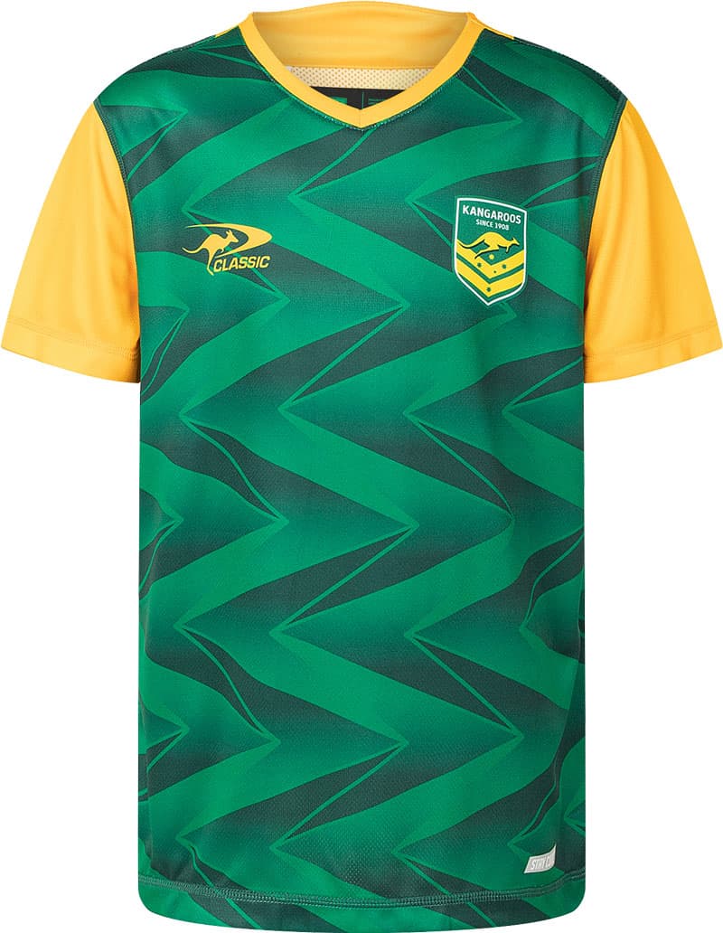 Australian Kangaroos 2025 NRL Kids Green Training Shirt