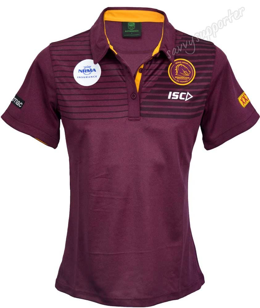 Brisbane Broncos NRL Ladies Maroon Performance Polo Shirt