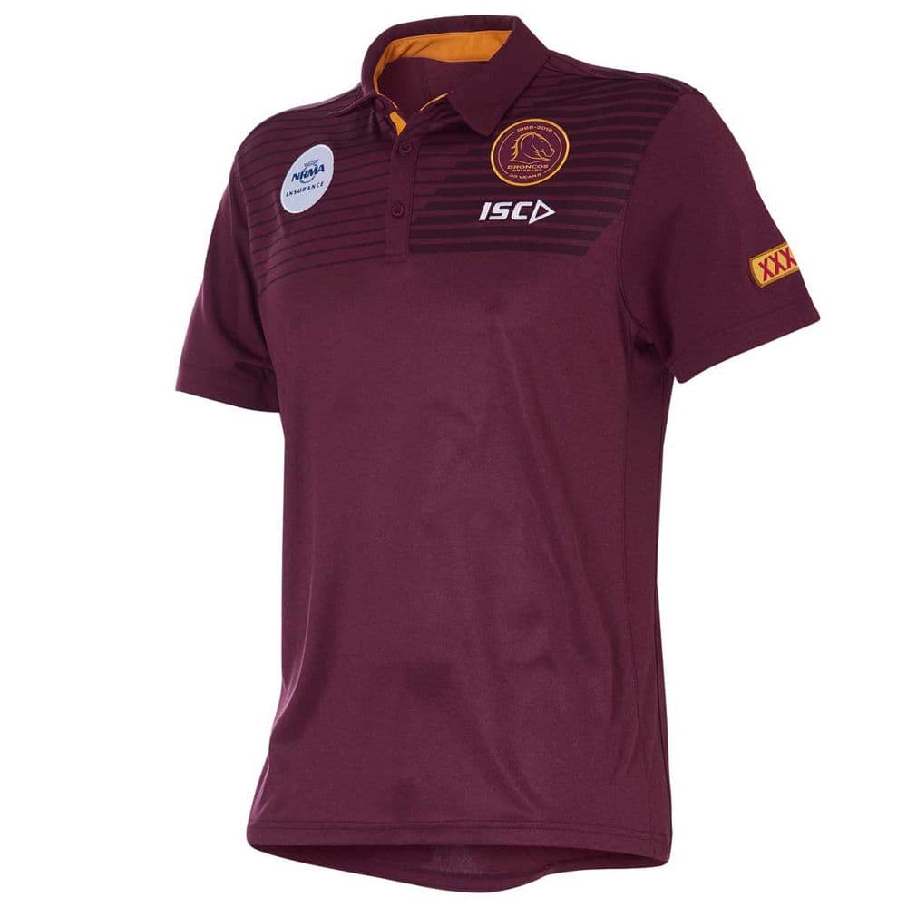 Brisbane Broncos Mens Maroon Performance Polo Shirt