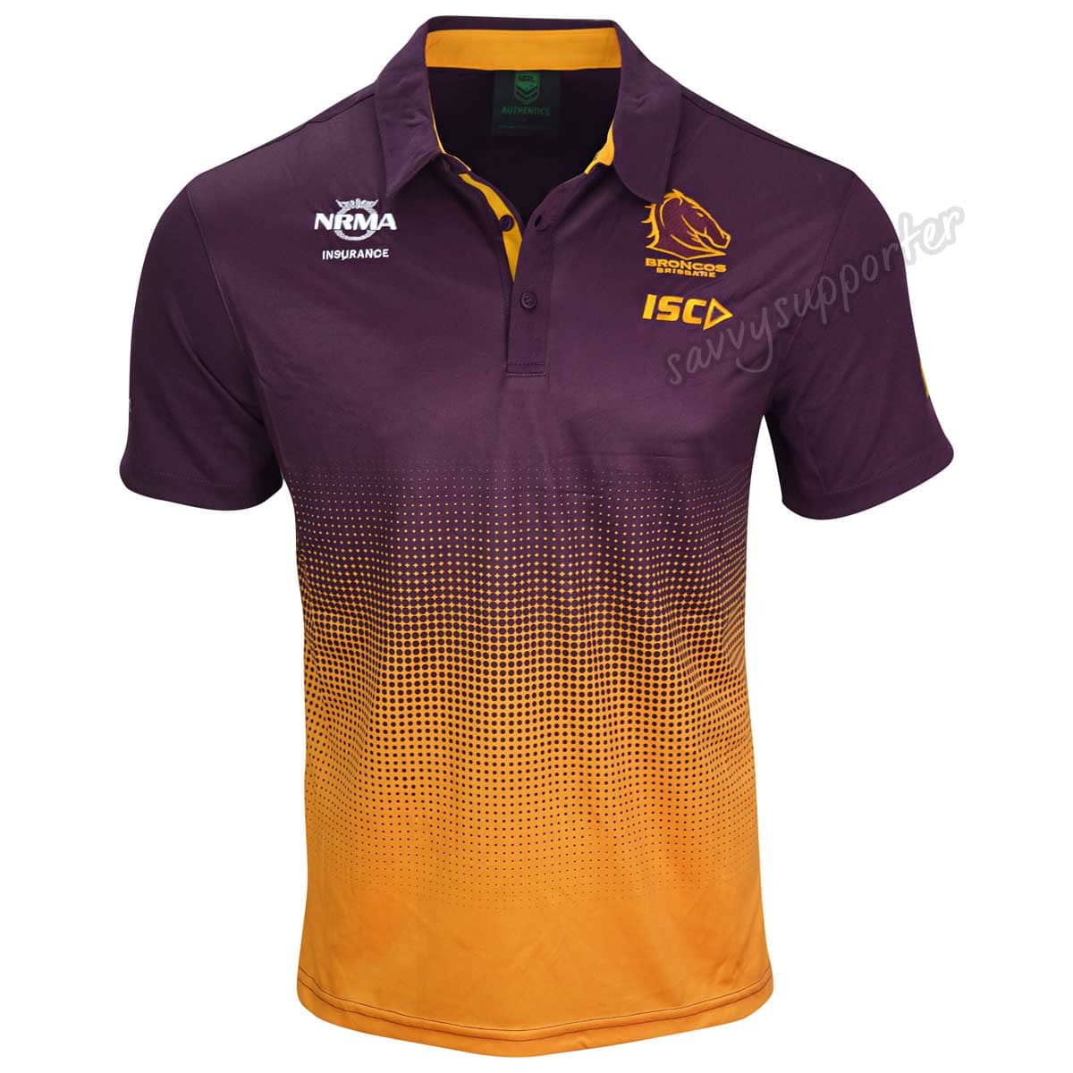 Brisbane Broncos ISC NRL Mens Amber Polo Shirt Brisbane Broncos ISC NRL Mens Amber Polo Shirt