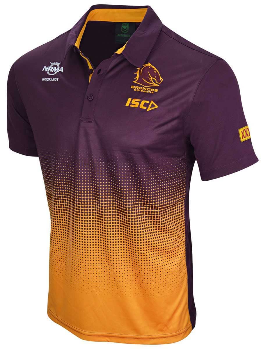 Brisbane Broncos ISC NRL Mens Amber Polo Shirt Brisbane Broncos ISC NRL Mens Amber Polo Shirt