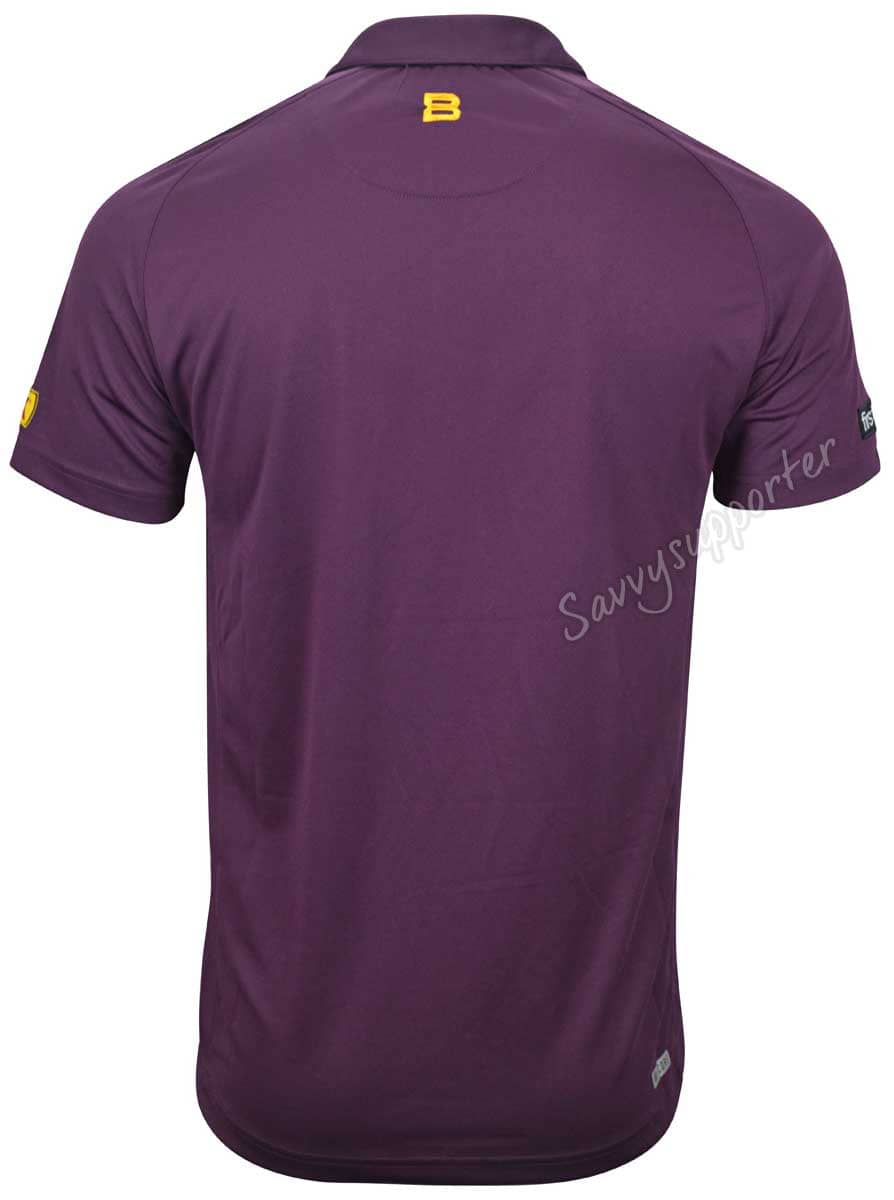 Brisbane Broncos NRL Mens Gold Maroon Performance Polo Shirt