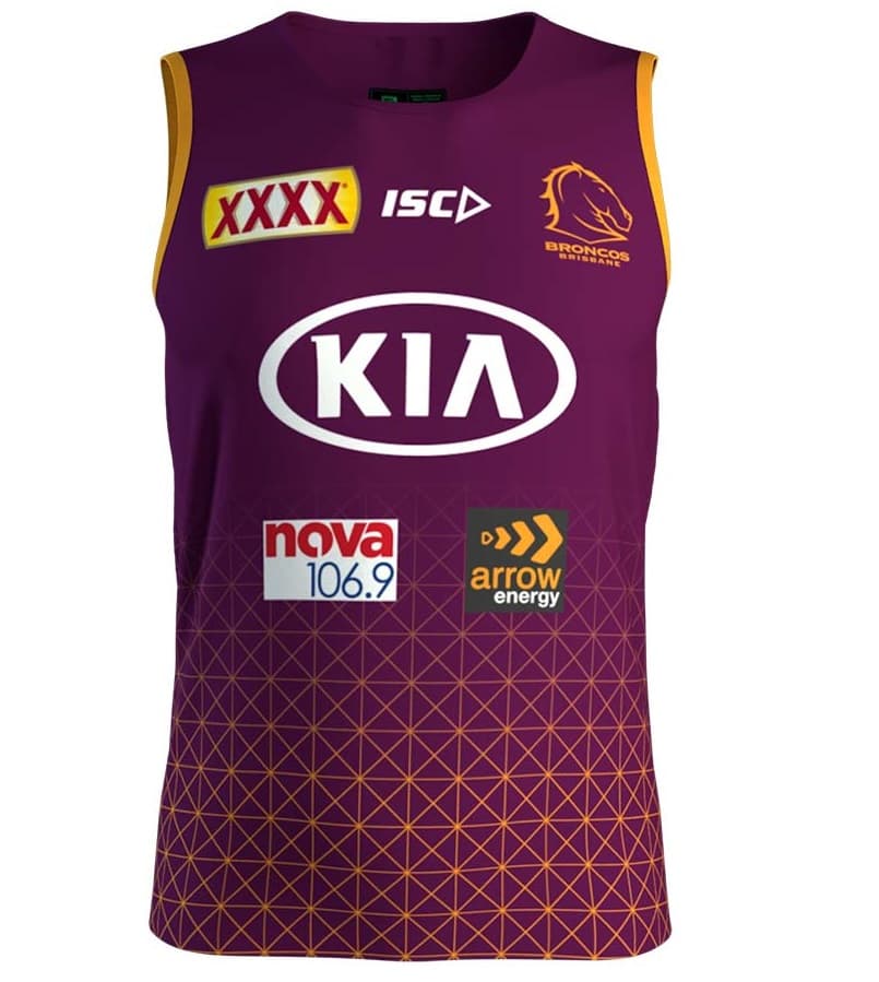 Brisbane Broncos NRL Mens Maroon Training Singlet Brisbane Broncos NRL Mens Maroon Training Singlet