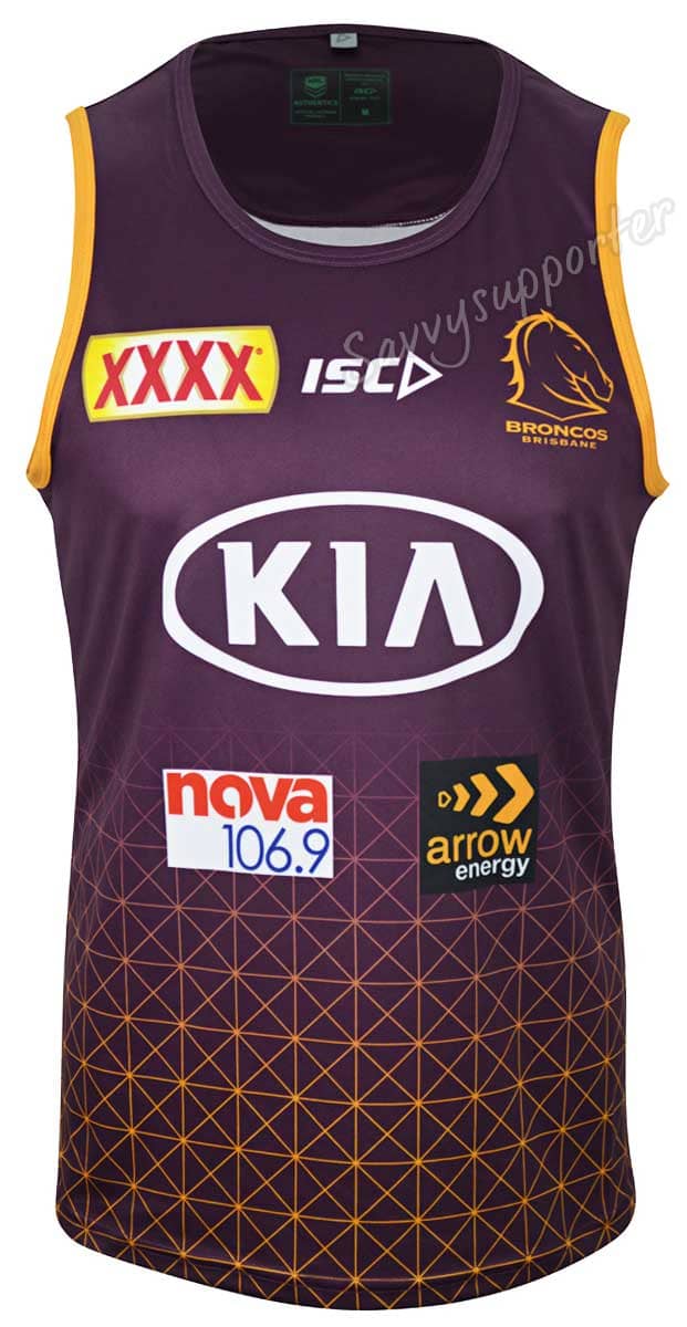 Brisbane Broncos NRL Mens Maroon Training Singlet Brisbane Broncos NRL Mens Maroon Training Singlet