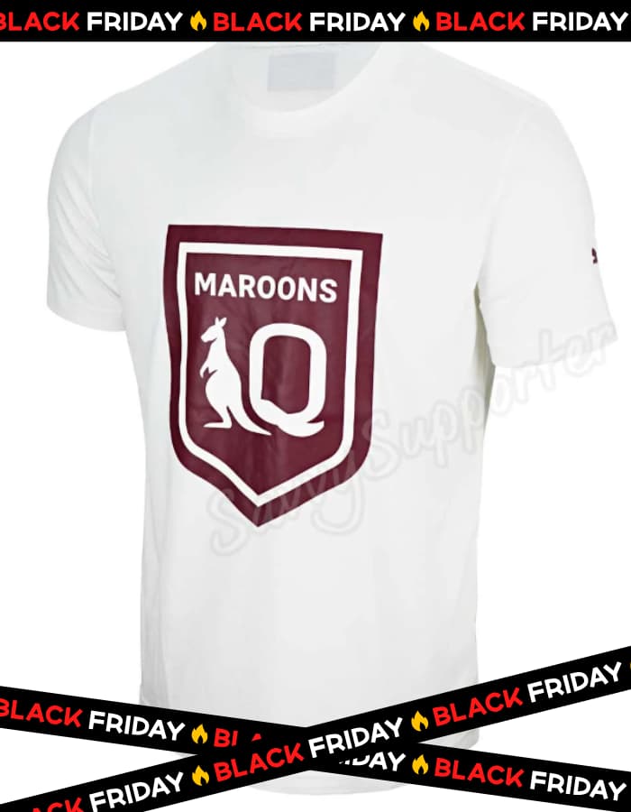 QLD Maroons State of Origin Mens White Logo Tee