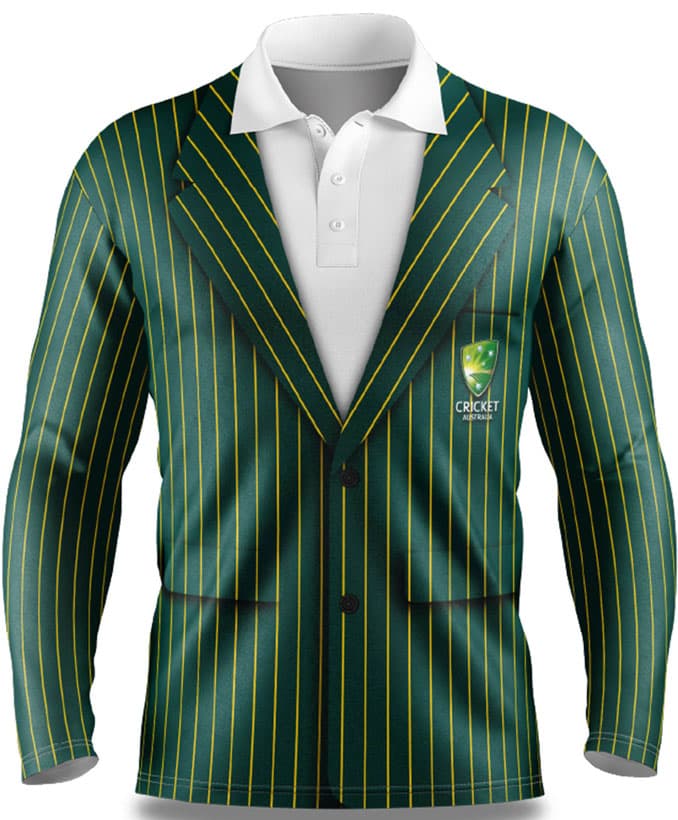 Cricket Australia Mens Long Sleeve Blazer Polo Shirt