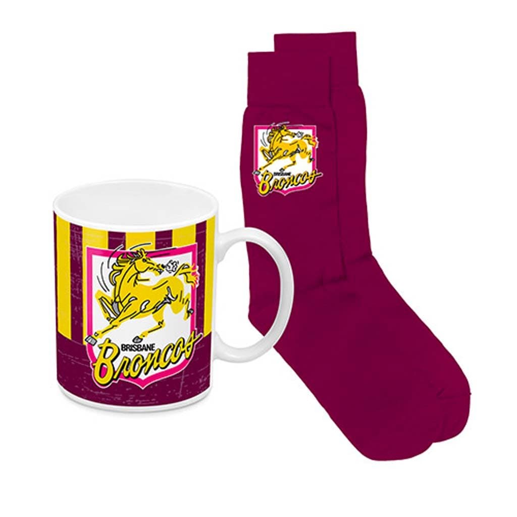Brisbane Broncos NRL Heritage Mug + Sock Pack