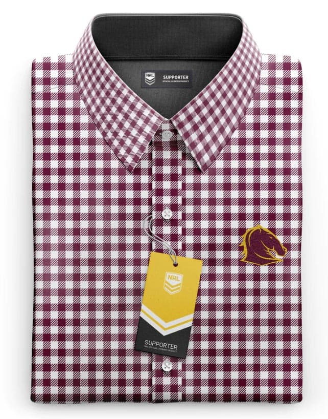Brisbane Broncos NRL Mens Dawson Business Shirt