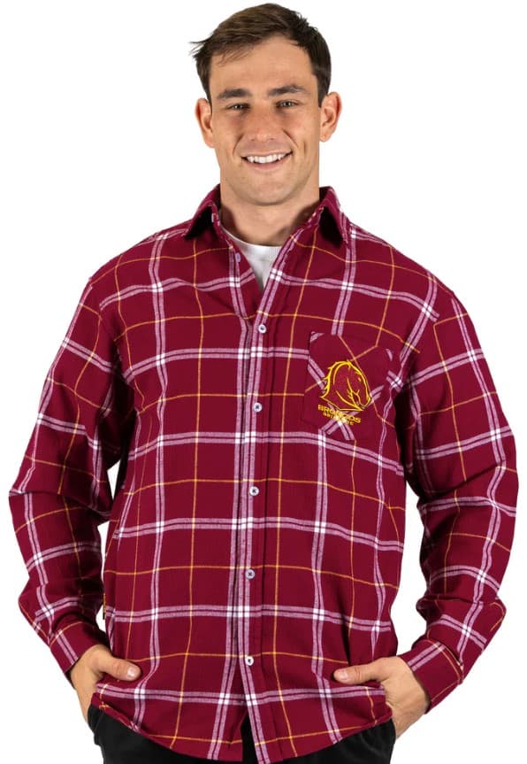 Brisbane Broncos NRL Mens Mustang Flannel Shirt Brisbane Broncos NRL Mens Mustang Flannel Shirt