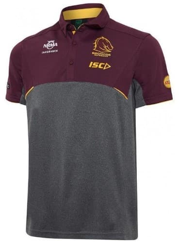 Brisbane Broncos 2017 NRL Dark Marle Media Polo Shirt Mens & Ladies