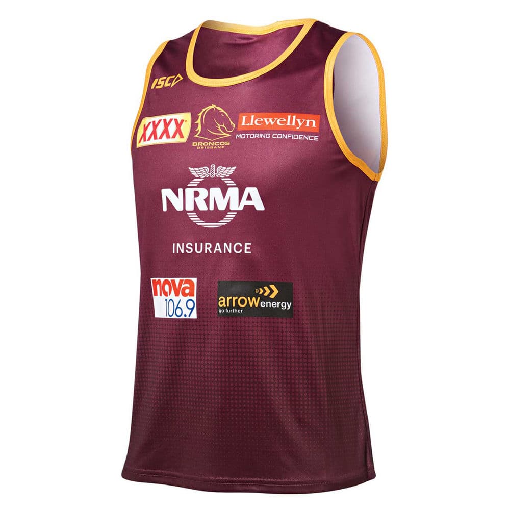 Brisbane Broncos NRL Maroon Mens Training Singlet Brisbane Broncos NRL Maroon Mens Training Singlet