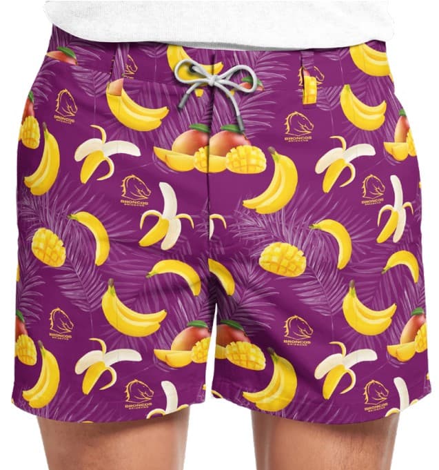 Brisbane Broncos NRL Mens Hawaiian Shorts Brisbane Broncos NRL Mens Hawaiian Shorts