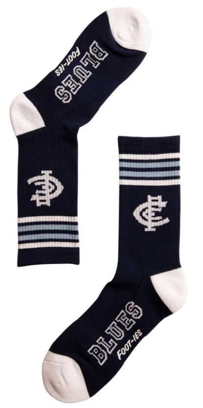 Carlton Blues AFL Adults Sport Crew Socks Blue 2 Pack