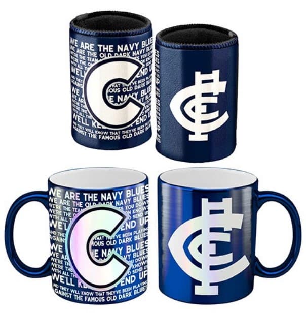 Carlton Blues AFL Metallic Can Cooler and Mug Pack Carlton Blues AFL Metallic Can Cooler and Mug Pack