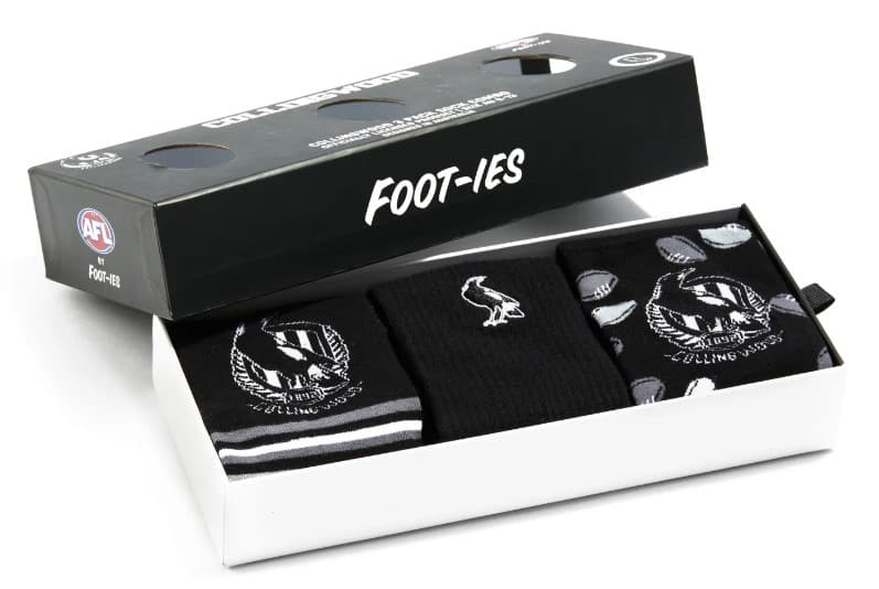 Collingwood Magpies AFL Adults 3 Pack Socks Gift Box
