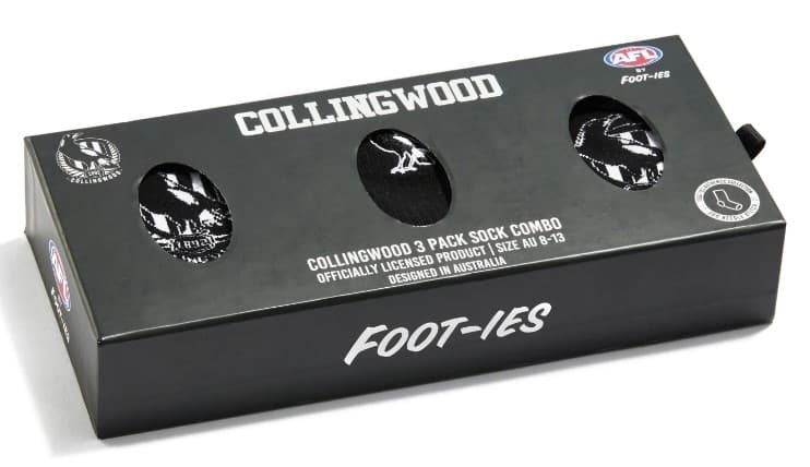 Collingwood Magpies AFL Adults 3 Pack Socks Gift Box