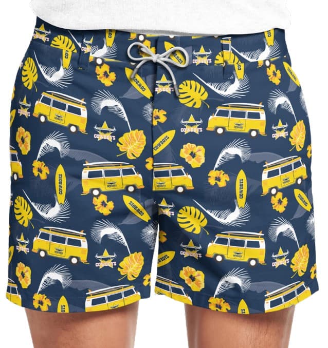 North Queensland Cowboys NRL Mens Hawaiian Shorts North Queensland Cowboys NRL Mens Hawaiian Shorts