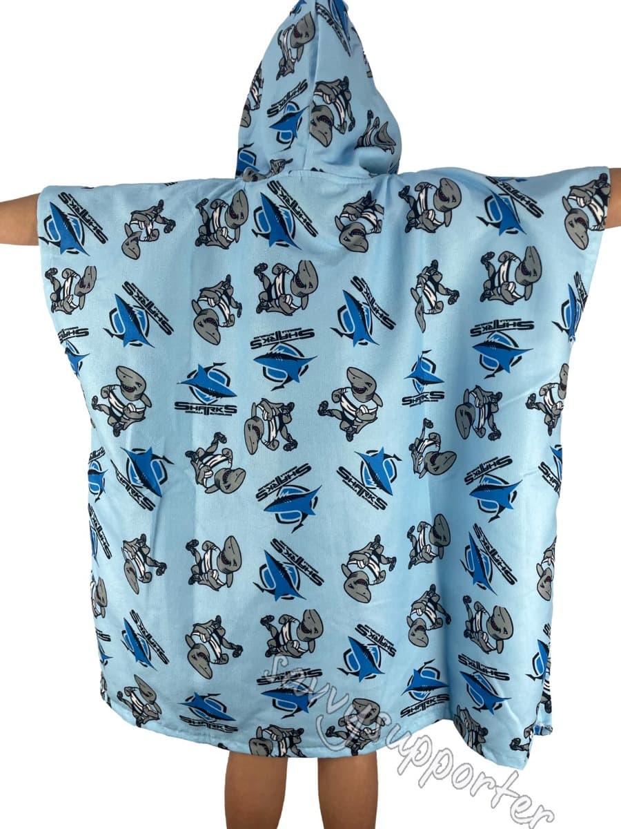 Cronulla Sharks NRL Kids Hooded Beach Towel Cronulla Sharks NRL Kids Hooded Beach Towel