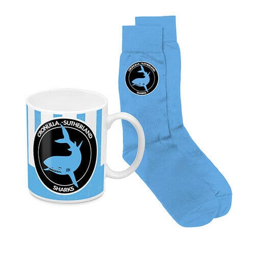 Cronulla Sharks NRL Heritage Mug + Sock Gift Pack Cronulla Sharks NRL Heritage Mug + Sock Gift Pack